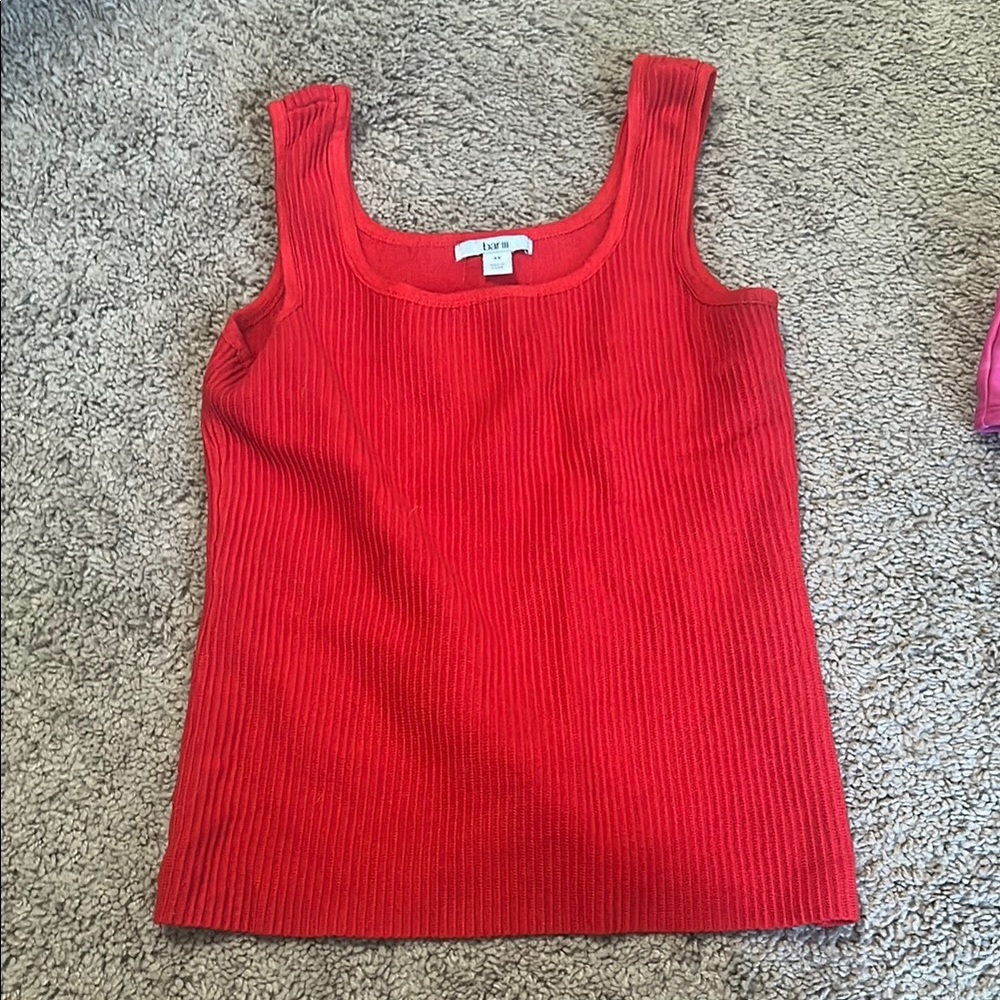 Women's Red Ribbed Tank Top